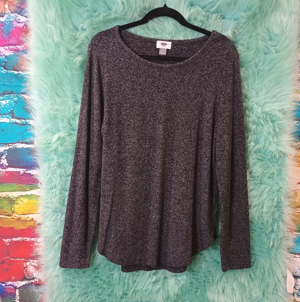 Old Navy Gray Crew Neck High Low Long Sleeve Shirt Size L